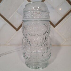 Vintage Santa Claus Clear Glass Canister Jar Container Kitchen Storage candy